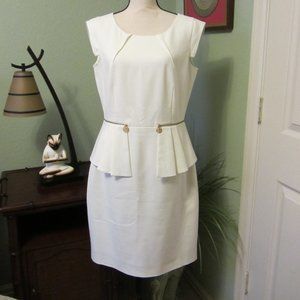 Antonio Melani White Peplum Dress, size 10